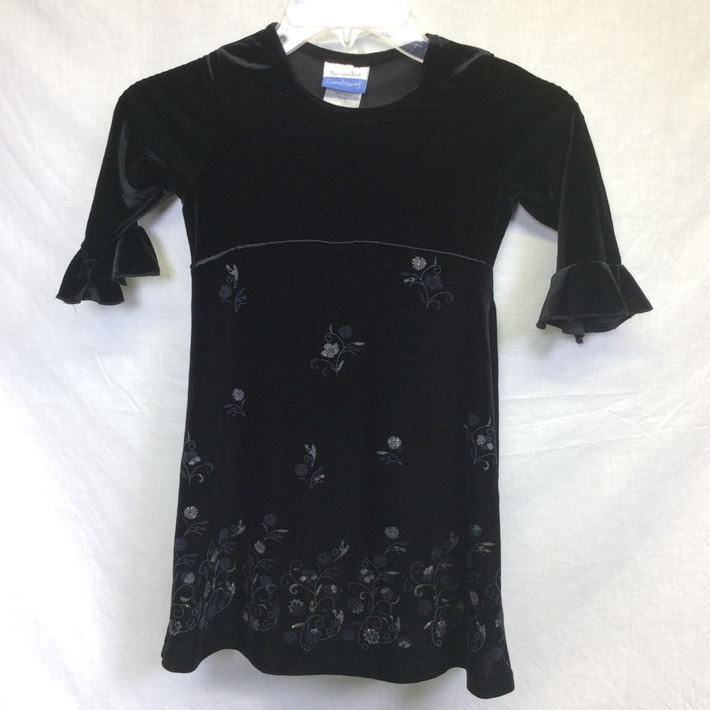 Brooke Lindsay Girls Black Velvet Dress